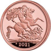 UK 2 Sovereign Elizabeth II 5th portrait - Queen's 95th Birthday 2021  Proof 95 2021 B.P. coin reverse