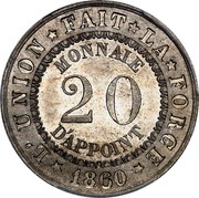 Belgium 20 Centimes Leopold I 1860  L'UNION FAIT LA FORCE MONNAIE 20 D’APPOINT 1860 coin reverse Belgium 20 Centimes Leopold I 1860  L'UNION FAIT LA FORCE MONNAIE 20 D’APPOINT 1860 coin reverse