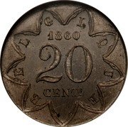 Belgium 20 Centimes (Pattern) B E L G I Q U E 1860 20 CENTS coin reverse Belgium 20 Centimes (Pattern) B E L G I Q U E 1860 20 CENTS coin reverse
