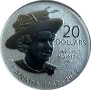Canada 20 dollars 60th year of Queen Elizabeth II's reign 2012 KM# 1239 20 DOLLARS FINE SILVER ARGENT PUR 9999 LM CANADA 1952 - 2012 coin reverse Canada 20 dollars 60th year of Queen Elizabeth II's reign 2012 KM# 1239 20 DOLLARS FINE SILVER ARGENT PUR 9999 LM CANADA 1952 - 2012 coin reverse