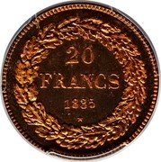 Belgium 20 Francs (Leopold I Pattern) KM# Pn7 20 FRANCS 1835 coin reverse Belgium 20 Francs (Leopold I Pattern) KM# Pn7 20 FRANCS 1835 coin reverse