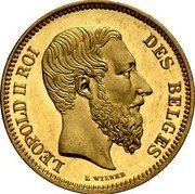 Belgium 20 Francs (Leopold II - Pattern) KM# Pn71 LEOPOLD II ROI DES BELGES L WIENER coin obverse Belgium 20 Francs (Leopold II - Pattern) KM# Pn71 LEOPOLD II ROI DES BELGES L WIENER coin obverse