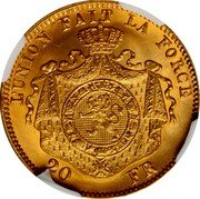 Belgium 20 Francs (Leopold II Pattern) L'UNION FAIT LA FORCE 20 FR coin reverse Belgium 20 Francs (Leopold II Pattern) L'UNION FAIT LA FORCE 20 FR coin reverse