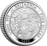 UK 20 Pence The Britannia 2022 2022 1/10 OZ 999 DRITANNIA FINE SILVER 2022 coin reverse UK 20 Pence The Britannia 2022 2022 1/10 OZ 999 DRITANNIA FINE SILVER 2022 coin reverse