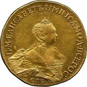Russia 20 Rubles Elizaveta Pattern 1755 СПБ KM# Pn10 Б М ЕЛИСАВЕТЪ І ІМП ІСАМОД ВСЕРОС СПБ coin obverse Russia 20 Rubles Elizaveta Pattern 1755 СПБ KM# Pn10 Б М ЕЛИСАВЕТЪ І ІМП ІСАМОД ВСЕРОС СПБ coin obverse