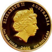 Australia 200 Dollars Baptism of Fire 2015 P Proof ELIZABETH II AUSTRALIA 2OZ 9999 GOLD 2015 200 DOLLARS IRB coin obverse Australia 200 Dollars Baptism of Fire 2015 P Proof ELIZABETH II AUSTRALIA 2OZ 9999 GOLD 2015 200 DOLLARS IRB coin obverse