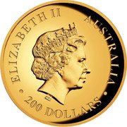 Australia 200 Dollars Kangaroo High Relief 2018 ELIZABETH∙II∙AUSTRALIA∙200 DOLLARS coin obverse Australia 200 Dollars Kangaroo High Relief 2018 ELIZABETH∙II∙AUSTRALIA∙200 DOLLARS coin obverse