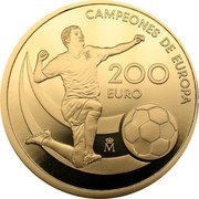 Spain 200 Euro (European Champions) 200 EURO CAMPEONES DE EUROPA coin reverse Spain 200 Euro (European Champions) 200 EURO CAMPEONES DE EUROPA coin reverse