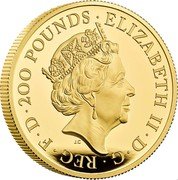 UK 200 Pounds Tudor Beast IIX - The Lion Of England 2022 ELIZABETH II D G REG FID DEF 200 POUNDS coin obverse