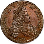 Portugal 24 Escudos (Joao V Pattern) JOANNES V D G PORT ET ALG REX 1731 coin obverse Portugal 24 Escudos (Joao V Pattern) JOANNES V D G PORT ET ALG REX 1731 coin obverse