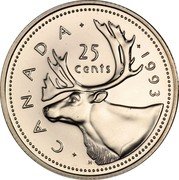 Canada 25 Cents (125th Anniversary of Canada) CANADA 1993 25 CENTS H coin reverse Canada 25 Cents (125th Anniversary of Canada) CANADA 1993 25 CENTS H coin reverse