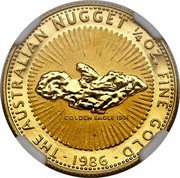Australia 25 Dollars (Australian Nugget - Reverse Trial) THE AUSTRALIAN NUGGET 1/4 OZ. FINE GOLD GOLDEN EAGLE 1987 coin obverse Australia 25 Dollars (Australian Nugget - Reverse Trial) THE AUSTRALIAN NUGGET 1/4 OZ. FINE GOLD GOLDEN EAGLE 1987 coin obverse