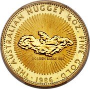 Australia 25 Dollars (Elizabeth II Australian Nugget - Reverse Trial) THE AUSTRALIAN NUGGET 1/4 OZ FINE GOLD GOLDEN EAGLE 1931 1986 coin obverse Australia 25 Dollars (Elizabeth II Australian Nugget - Reverse Trial) THE AUSTRALIAN NUGGET 1/4 OZ FINE GOLD GOLDEN EAGLE 1931 1986 coin obverse