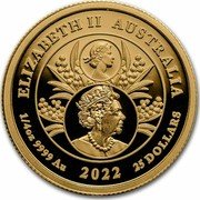 Australia 25 Dollars The Queen's Platinum Jubilee 2022 ELIZABETH II AUSTRALIA 1/4 OZ 9999 AG 2022 25 DOLLARS coin obverse Australia 25 Dollars The Queen's Platinum Jubilee 2022 ELIZABETH II AUSTRALIA 1/4 OZ 9999 AG 2022 25 DOLLARS coin obverse