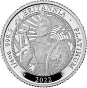 UK 25 Pounds Britannia 2022 BRITANNIA 1/4 OZ 999.5 FINE PLATINUM 2022 DT coin reverse UK 25 Pounds Britannia 2022 BRITANNIA 1/4 OZ 999.5 FINE PLATINUM 2022 DT coin reverse