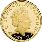 UK 25 Pounds (The Britannia 2022) ELIZABETH II D G REG F D 25 POUNDS 2022 coin obverse UK 25 Pounds (The Britannia 2022) ELIZABETH II D G REG F D 25 POUNDS 2022 coin obverse