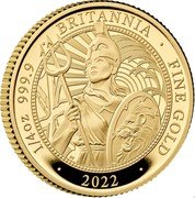 UK 25 Pounds (The Britannia 2022) 1/4 OZ 999.9 BRITANNIA FINE GOLD 2022 coin reverse UK 25 Pounds (The Britannia 2022) 1/4 OZ 999.9 BRITANNIA FINE GOLD 2022 coin reverse
