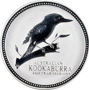 Australia 30 Dollars (Kookaburra on branch) AUSTRALIAN KOOKABURRA 2003 1 KILO 999 SILVER coin reverse Australia 30 Dollars (Kookaburra on branch) AUSTRALIAN KOOKABURRA 2003 1 KILO 999 SILVER coin reverse