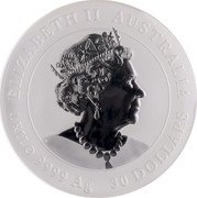 Australia 30 Dollars Year of the Tiger Lunar Series 2022 ELIZABETH II AUSTRALIA 30 DOLLARS 1 KILO 9999 AG coin obverse Australia 30 Dollars Year of the Tiger Lunar Series 2022 ELIZABETH II AUSTRALIA 30 DOLLARS 1 KILO 9999 AG coin obverse