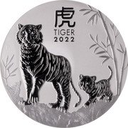 Australia 30 Dollars Year of the Tiger Lunar Series 2022 TIGER 2022 coin reverse Australia 30 Dollars Year of the Tiger Lunar Series 2022 TIGER 2022 coin reverse