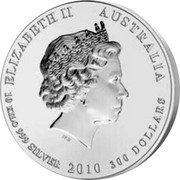 Australia 300 Dollars Year of the Tiger 2010 ELIZABETH II AUSTRALIA 10 KILO 999 SILVER 2010 300 DOLLARS coin obverse Australia 300 Dollars Year of the Tiger 2010 ELIZABETH II AUSTRALIA 10 KILO 999 SILVER 2010 300 DOLLARS coin obverse