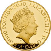 UK 3000 Pounds Elizabeth II The Three Graces 2020  Proof ELIZABETH II D G REG F D 3000 POUNDS 2020 J.C coin obverse