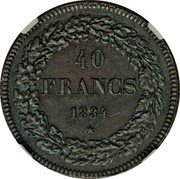 Belgium 40 Francs (Leopold I - Pattern) 40 FRANCS 1834 coin reverse Belgium 40 Francs (Leopold I - Pattern) 40 FRANCS 1834 coin reverse