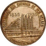 Belgium 40 Francs (Leopold III Brussels Exposition - Pattern Strike) KM# Pn346 CENTENAIRE DES CHEMINS DE FER BELGES 1835 - 1935 coin obverse Belgium 40 Francs (Leopold III Brussels Exposition - Pattern Strike) KM# Pn346 CENTENAIRE DES CHEMINS DE FER BELGES 1835 - 1935 coin obverse