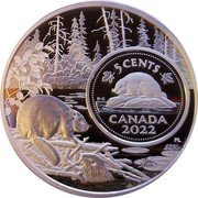Canada 5 Cents (Elizabeth II The Beaver) 5 CENTS K·G CANADA 2022 PL coin reverse