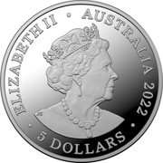 Australia 5 Dollars 200 Years of the Royal Agricultural Society & Shows 2022  Proof ELIZABETH II AUSTRALIA 2022 5 DOLLARS coin obverse Australia 5 Dollars 200 Years of the Royal Agricultural Society & Shows 2022  Proof ELIZABETH II AUSTRALIA 2022 5 DOLLARS coin obverse