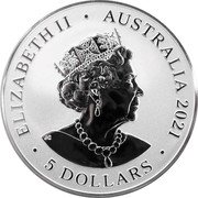 Australia 5 Dollars Redback spider 2021 ELIZABETH II AUSTRALIA 2021 JC 5 DOLLARS coin obverse