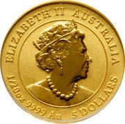 Australia 5 Dollars Year of the Tiger 2022 P P TIGER 2022 MR coin obverse Australia 5 Dollars Year of the Tiger 2022 P P TIGER 2022 MR coin obverse