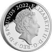 UK 5 Pounds (Elizabeth II London) ELIZABETH II·D·G·REG·F·D·5 POUNDS·2022· coin obverse