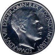 Australia 5 Shillings (1 Crown) (Piedfort) EDVARDVS VIII D G BR OMN REX F D IND IMP 1937 coin obverse Australia 5 Shillings (1 Crown) (Piedfort) EDVARDVS VIII D G BR OMN REX F D IND IMP 1937 coin obverse