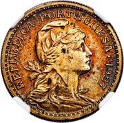 Portugal 50 Centavos Prova 1927  Proof REPUBLICA PORTUGUESA - 1927 SIMÕES REGO GR coin obverse