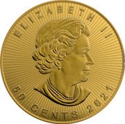 Canada 50 Cents Coin Maple leaf 2021 Proof 50 CENTS ELIZABETH II coin obverse