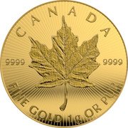 Canada 50 Cents Coin Maple leaf 2021 Proof 9999 9999 CANADA FINE GOLD 1G OR PUR coin reverse