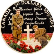 Canada 50 Dollars 100th Anniversary of In Flanders Fields Poem 2015 Proof KM# 2042 1915-2015 50 DOLLARS CANADA coin reverse