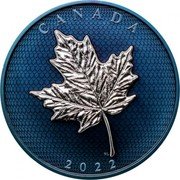 Canada 50 Dollars Maple Leaves in Motion Blue Rhodium Plating 2022 NL CANADA 2022 coin reverse Canada 50 Dollars Maple Leaves in Motion Blue Rhodium Plating 2022 NL CANADA 2022 coin reverse