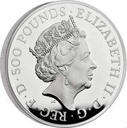 UK 500 Pounds Tudor Beast IIX The Lion Of England 2022 ELIZABETH II D G REG FID DEF 500 POUNDS coin obverse UK 500 Pounds Tudor Beast IIX The Lion Of England 2022 ELIZABETH II D G REG FID DEF 500 POUNDS coin obverse