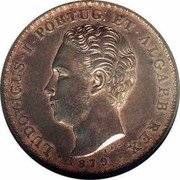Portugal 500 Reis Luis I Pattern 1879  Proof KM# Pn161 LUDOVICUS I PORTUG ET ALGARB REX F.A.C. 1879 coin obverse