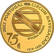 Portugal 7.50 Euro (500th anniversary of Magellan circun-navigation) 2022 PORTUGAL CIRCUM NAVEGAÇÃO SPHERA MUNDI 7.5 € 1519 - 1522 coin obverse Portugal 7.50 Euro (500th anniversary of Magellan circun-navigation) 2022 PORTUGAL CIRCUM NAVEGAÇÃO SPHERA MUNDI 7.5 € 1519 - 1522 coin obverse