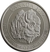 Canada 8 Dollars (Elizabeth II Bison) CANADA 2019 9999 FINE SILVER 1 1/4 OZ ARGENT PUR coin reverse Canada 8 Dollars (Elizabeth II Bison) CANADA 2019 9999 FINE SILVER 1 1/4 OZ ARGENT PUR coin reverse