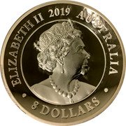 Australia 8 Dollars Swan 2019 ELIZABETH II 2019 AUSTRALIA 8 DOLLARS coin obverse Australia 8 Dollars Swan 2019 ELIZABETH II 2019 AUSTRALIA 8 DOLLARS coin obverse