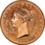 UK 1 Crown Victoria 1879 Proof VICTORIA DEI GRATIA coin obverse UK 1 Crown Victoria 1879 Proof VICTORIA DEI GRATIA coin obverse