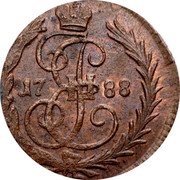 Russia Denga (Ekaterina II Without letters) C# 56.1 І Е ІІ 17 88 coin obverse Russia Denga (Ekaterina II Without letters) C# 56.1 І Е ІІ 17 88 coin obverse