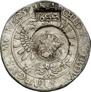 Russia Jefimok Alexey Mikhailovich Countermarked over Bohemia Kuttenberg Thaler ND (1655)  1655 coin obverse Russia Jefimok Alexey Mikhailovich Countermarked over Bohemia Kuttenberg Thaler ND (1655)  1655 coin obverse