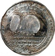 Russia Jefimok Alexey Mikhailovich Countermarked over Erfurt Taler ND (1655)  ADOMINOMISSUSVIVAT GUSTAUS ADOLPHUS DEXTERATUA DOMINEPERCUSSIT INIMICUM coin reverse Russia Jefimok Alexey Mikhailovich Countermarked over Erfurt Taler ND (1655)  ADOMINOMISSUSVIVAT GUSTAUS ADOLPHUS DEXTERATUA DOMINEPERCUSSIT INIMICUM coin reverse