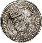 Russia Jefimok Alexey Mikhailovich Countermarked over Saxony Taler ND (1655)  1655 coin obverse Russia Jefimok Alexey Mikhailovich Countermarked over Saxony Taler ND (1655)  1655 coin obverse