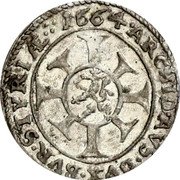 Austria Kreuzer Leopold I 1664 KM# 1134 ARCHID AVS DVX BVR STYRIÆ coin reverse Austria Kreuzer Leopold I 1664 KM# 1134 ARCHID AVS DVX BVR STYRIÆ coin reverse